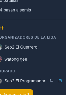 Bloque lateral de staff del evento donde aparecen organizadores y jurado